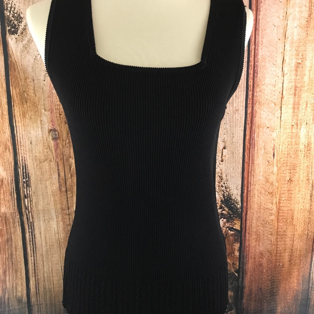 Dressbarn Womens Tank Top Size Large Black Stretch